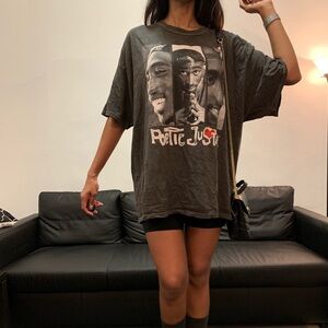 Tupac poetic justice acid wash grey‎ t-shirt